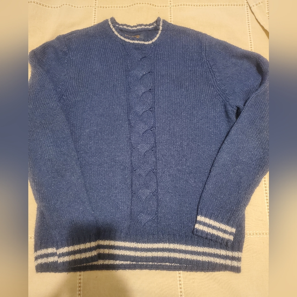 Men's Sz L An Original Penguin By Munsingwear Sweater Blue & White Grandpa